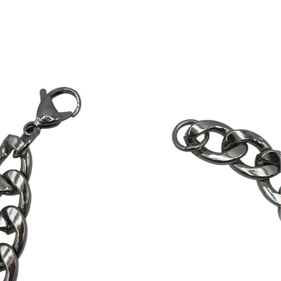 Mens Stainless Steel Cuban Link Chain Bracelet 9" With Lobster Clasp A395 - Picture 3 of 4